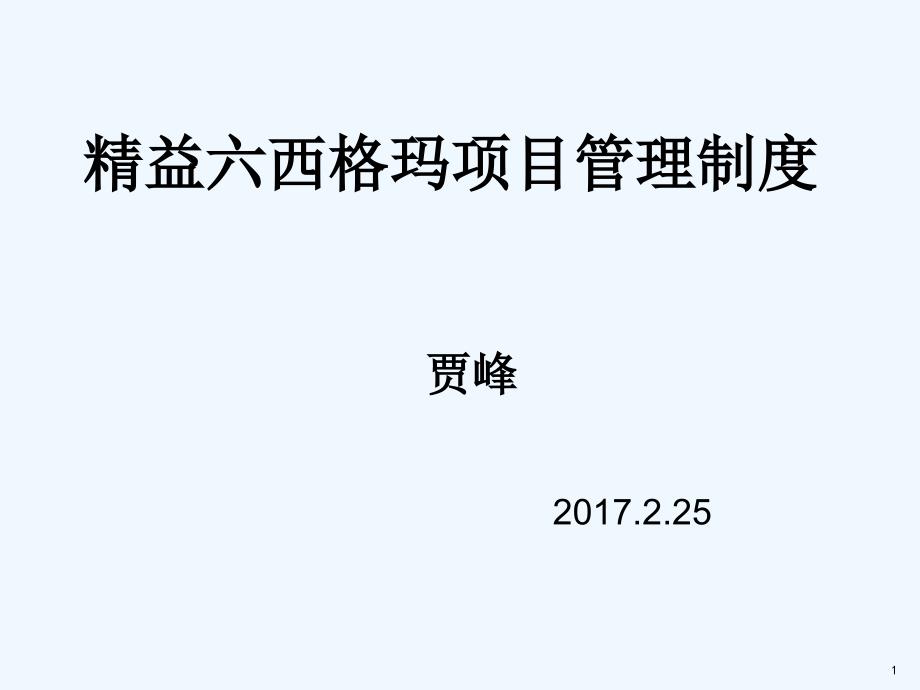 精益六西格玛项目管理制度课件_第1页