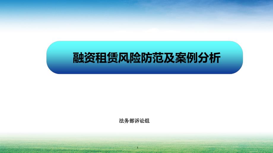 融资租赁融资租赁风险防范和案例分析报告课件_第1页