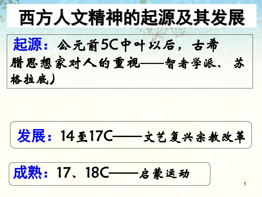 西方人文主义思想的起源ppt人教课标版课件_第1页