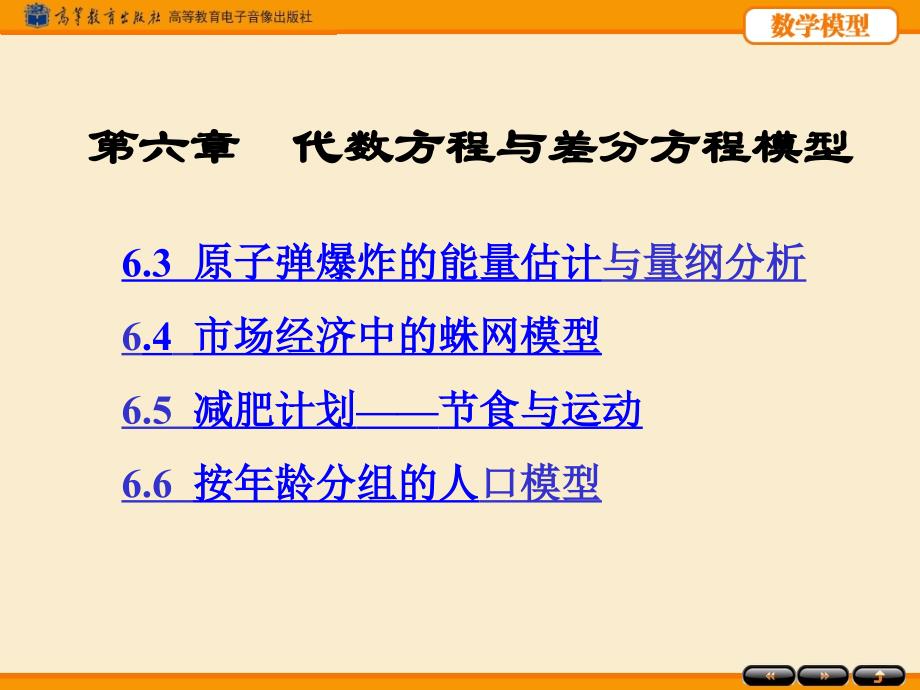 第6章-代数方程与差分方程模型课件_第1页