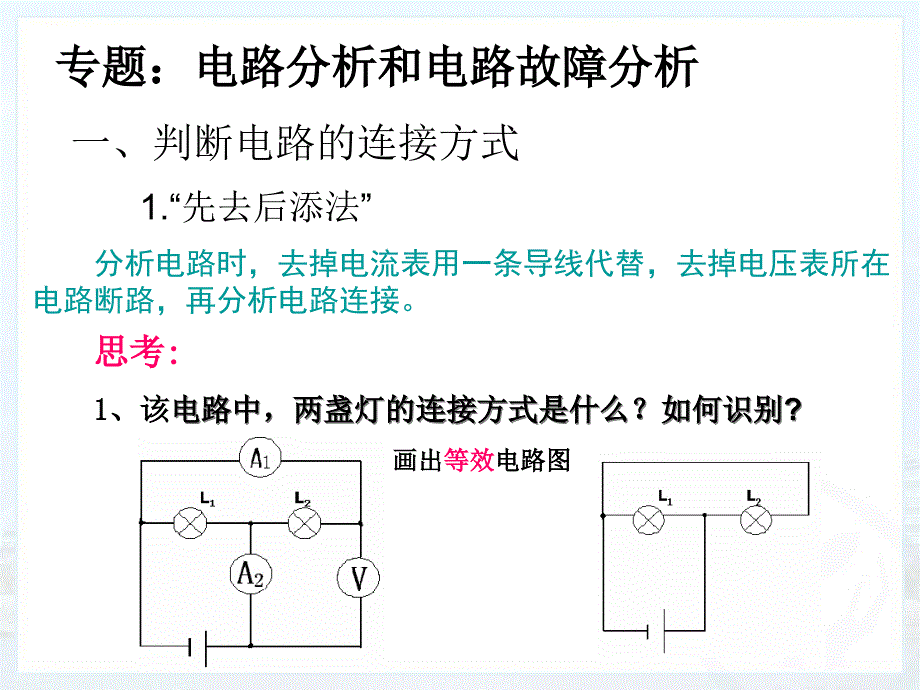 九年级物理电路分析和电路故障分析课件_第1页