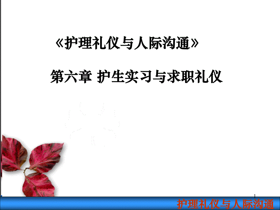 《护理礼仪与人际沟通》第六章护生实习与求职礼仪-第一、二、三节课件_第1页