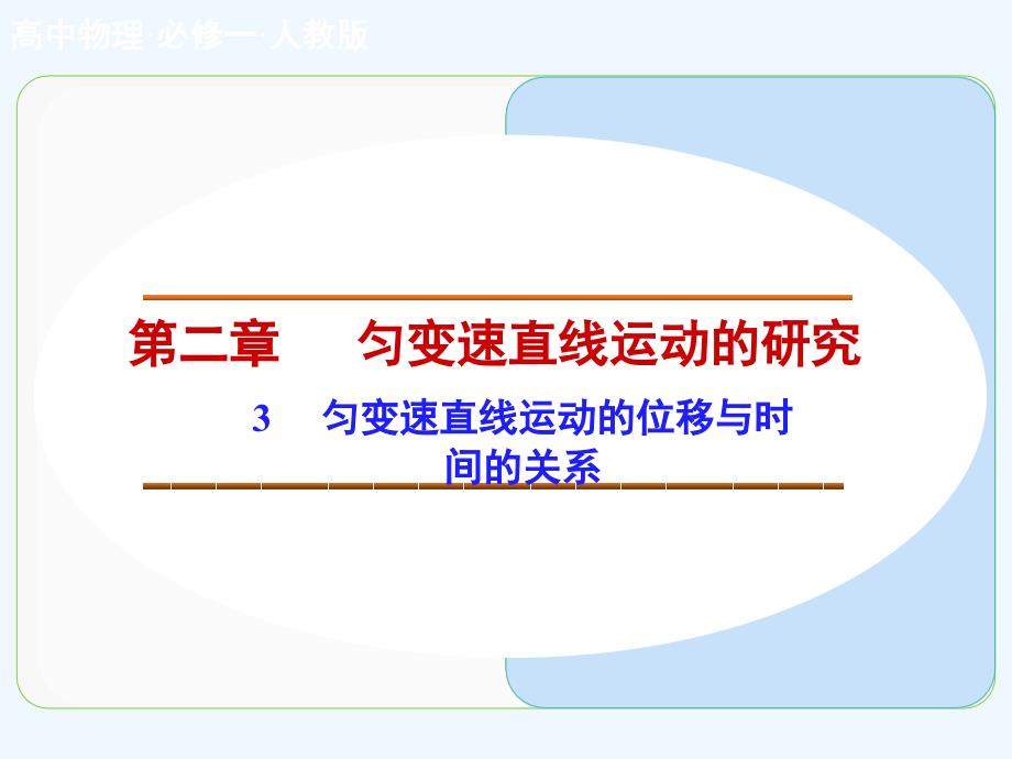 2020人教版高中物理必修一23《匀变速直线运动的位移与时间的关系》课件1_第1页