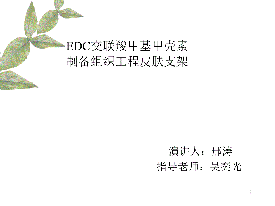 EDC交联羧甲基甲壳素-制备组织工程皮肤支架课件_第1页