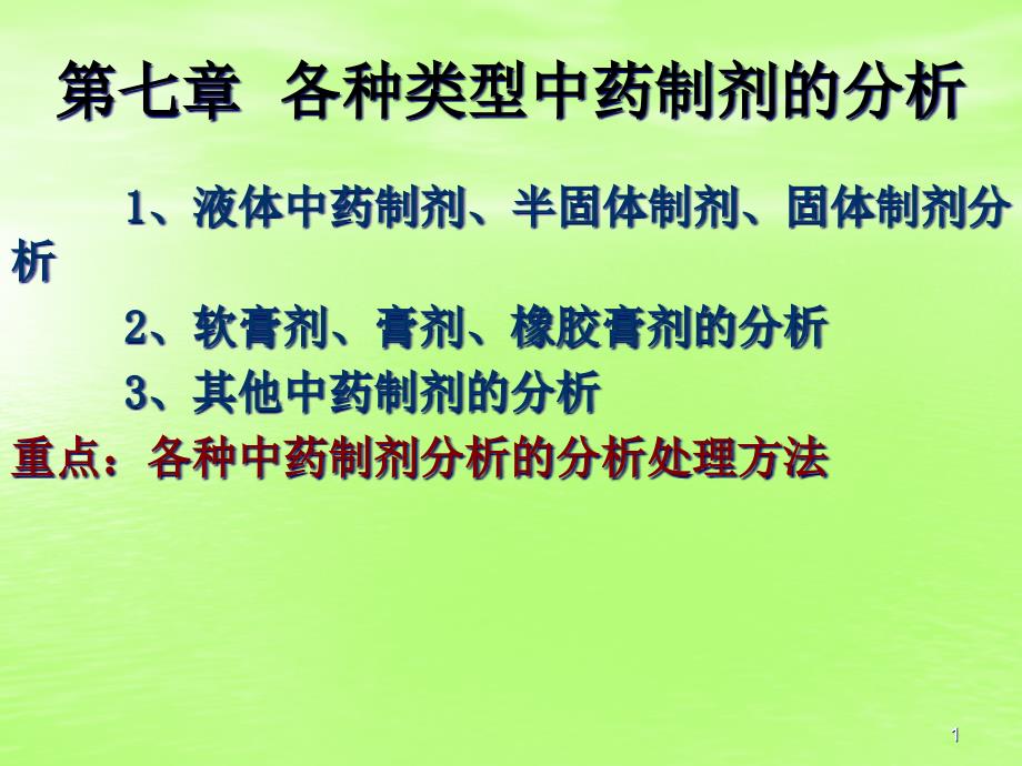 各种类型中药制剂的分析课件_第1页