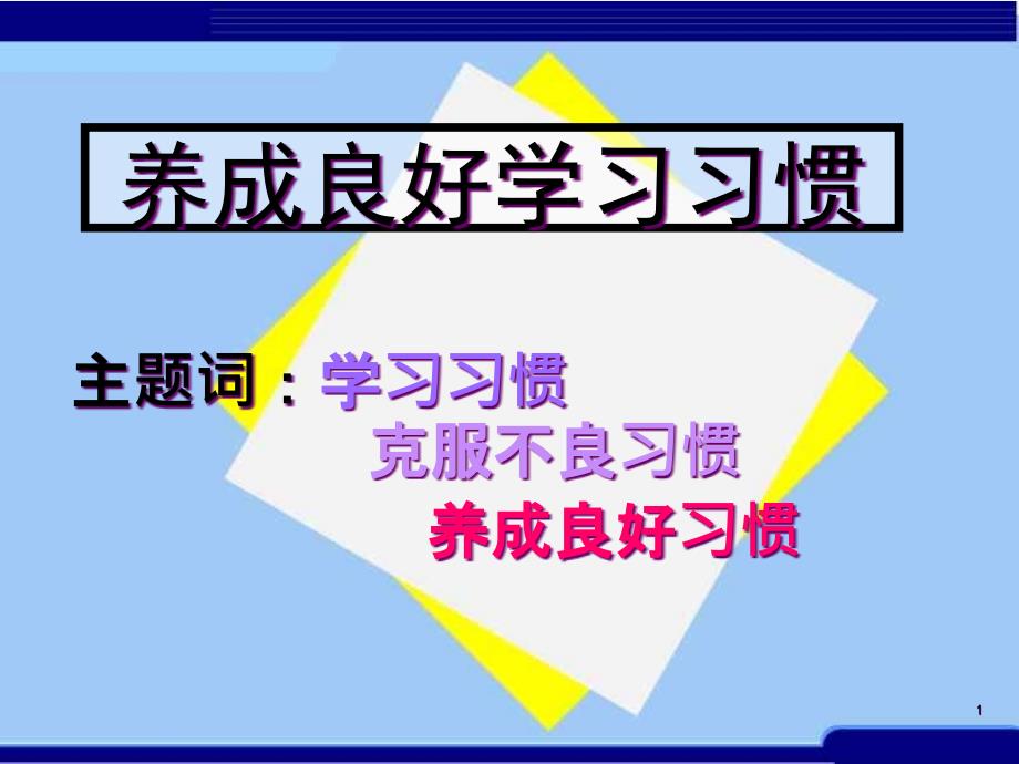 思想品德八年级《养成良好学习习惯》优质课课件_第1页