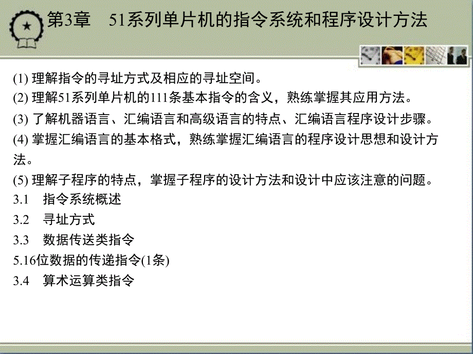 单片微机原理与应用 教学课件 作者 罗印升 素材包 第3章　51系列单片机的指令系统和程序设计方法_第1页