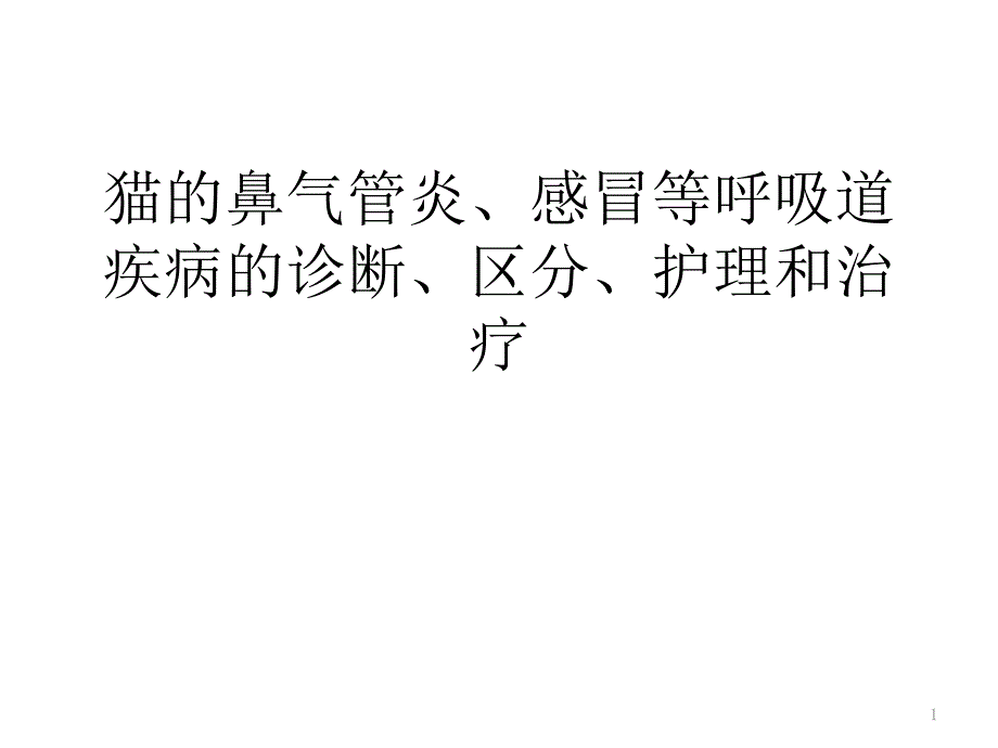 猫的鼻气管炎、感冒等呼吸道疾病的诊断、区分、护理和治疗课件_第1页