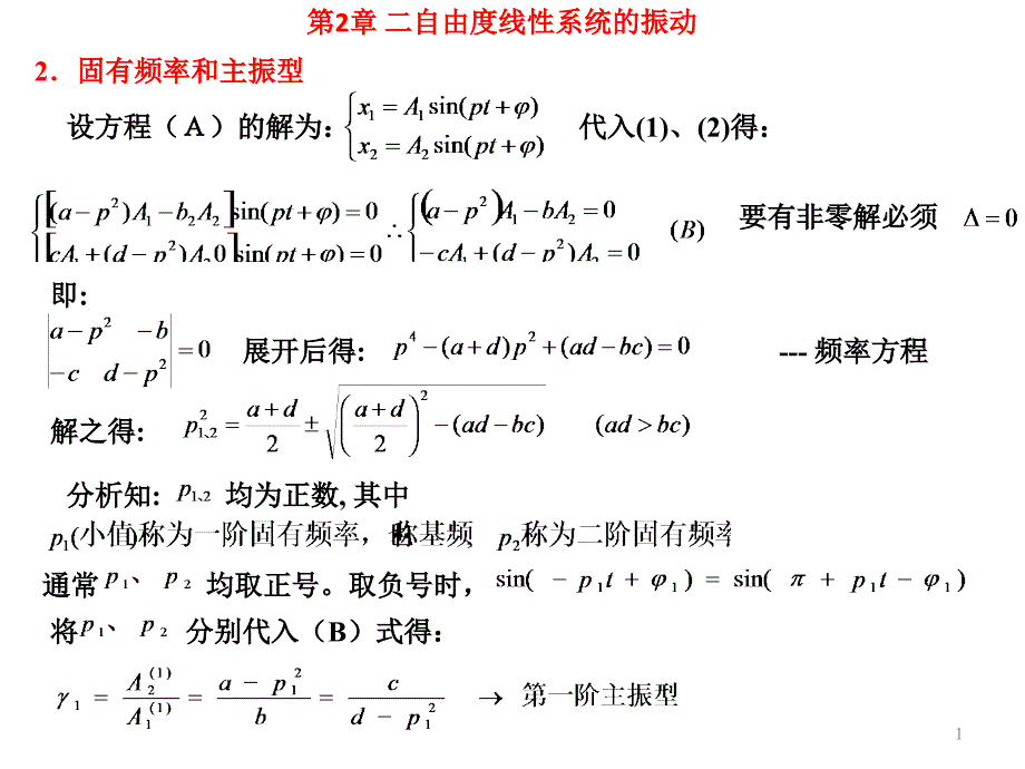 第二章双自由度线性系统振动课件_第1页