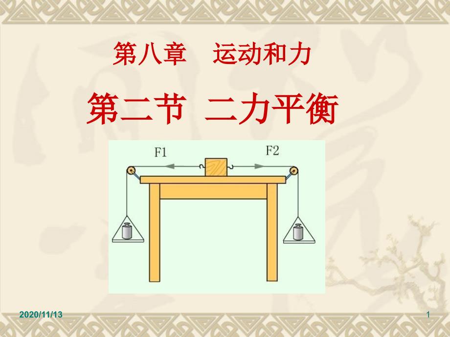 人教版八年级物理下册-《二力平衡》运动和力教学ppt课件_第1页