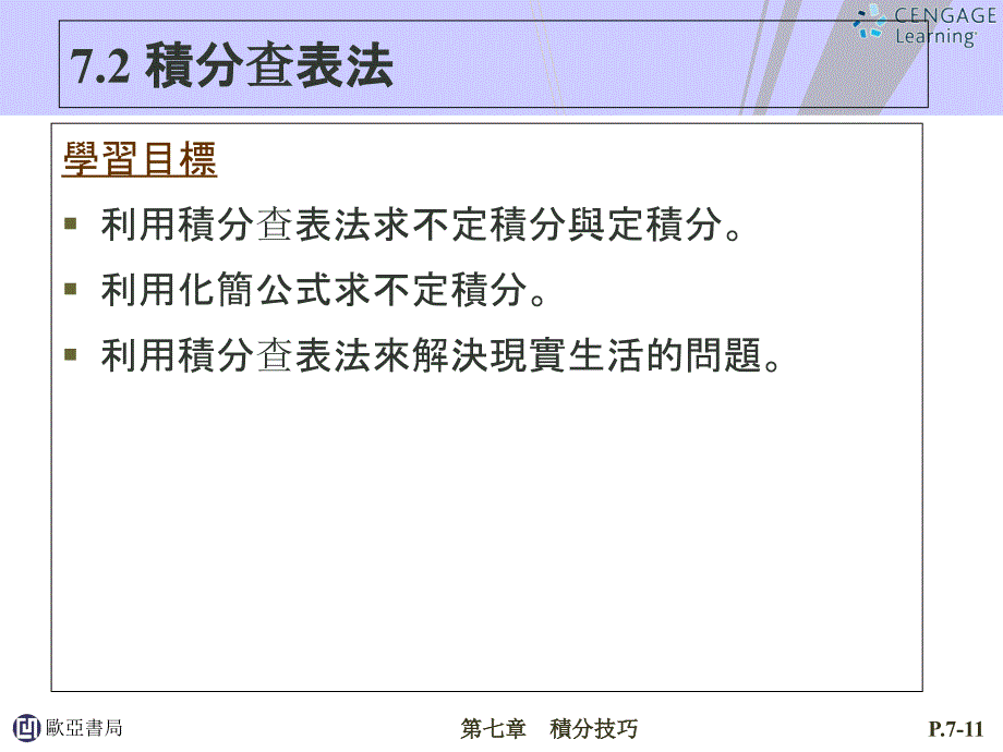 积分查表法学习目标课件_第1页