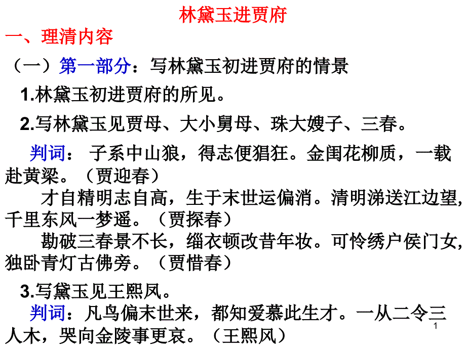 《林黛玉进贾府》复习ppt课件_第1页