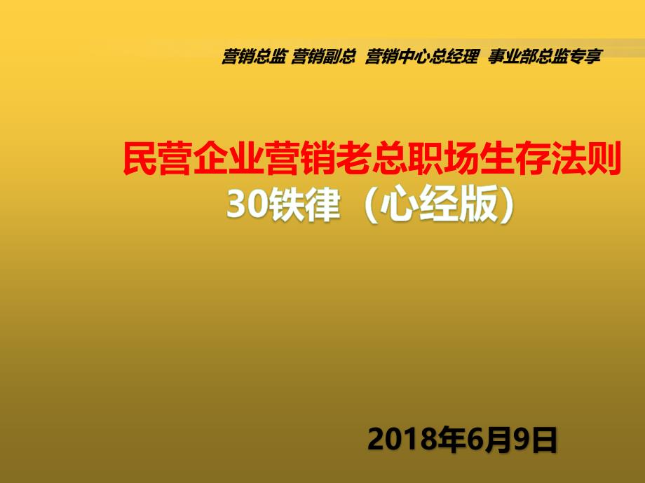 民营企业营销老总职场生存30铁律(心经版)课件_第1页