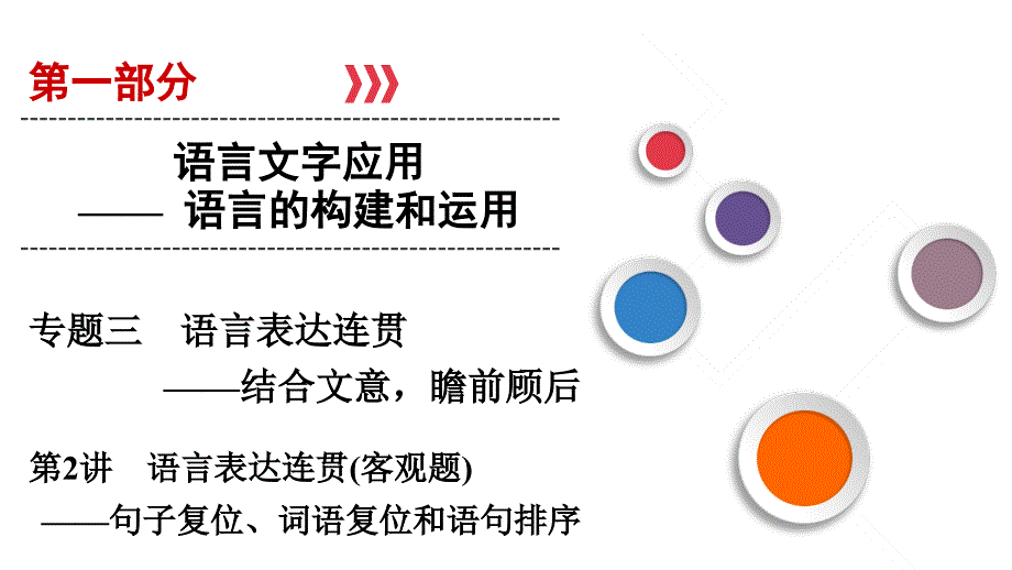 2020年高考语文大一轮复习第1部分专题3第2讲语言表达连贯ppt课件_第1页