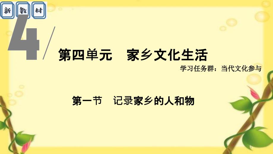 新教材2020-2021学年第四单元家乡文化生活-ppt课件_第1页