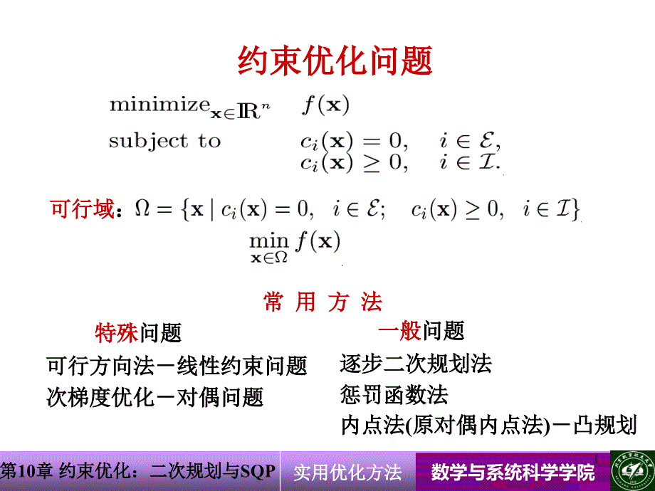 约束优化_二次规划与SQP课件_第1页