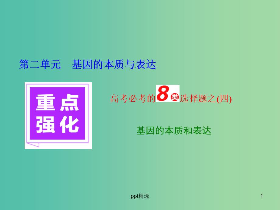 高三生物一轮复习-重点强化-高考必考的8类选择题之(四)ppt课件_第1页