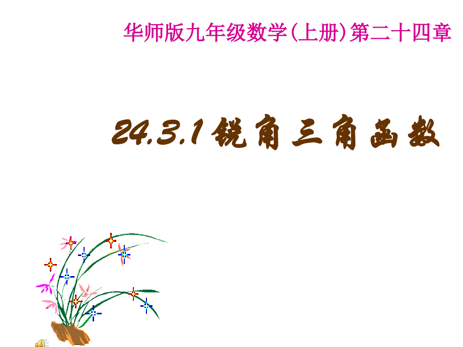 华师大版九年级数学上册24.3《锐角三角函数》课件_第1页