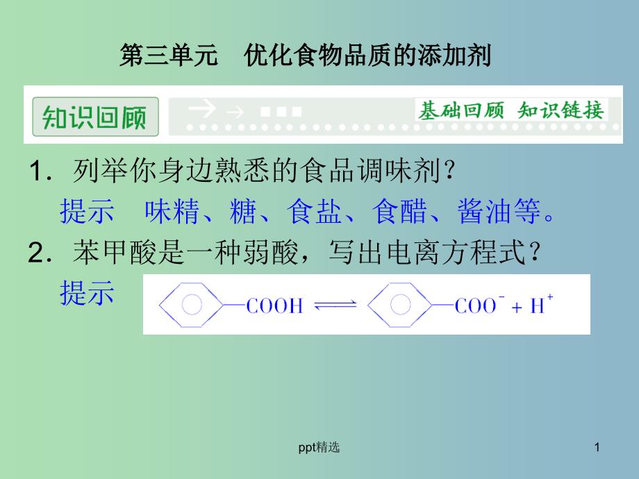 高中化学-2.3优化食物品质的添加剂ppt课件-苏教版选修1_第1页