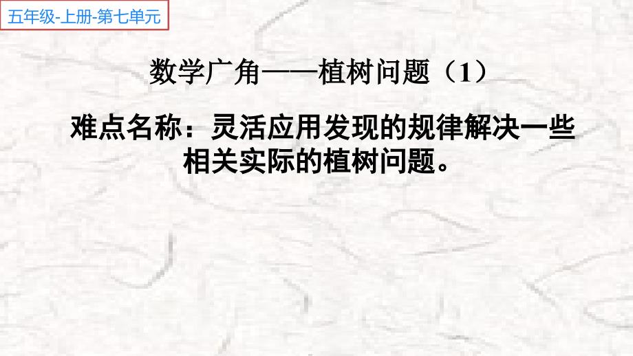 人教版小学数学五年级上册《数学广角—植树问题》ppt课件_第1页