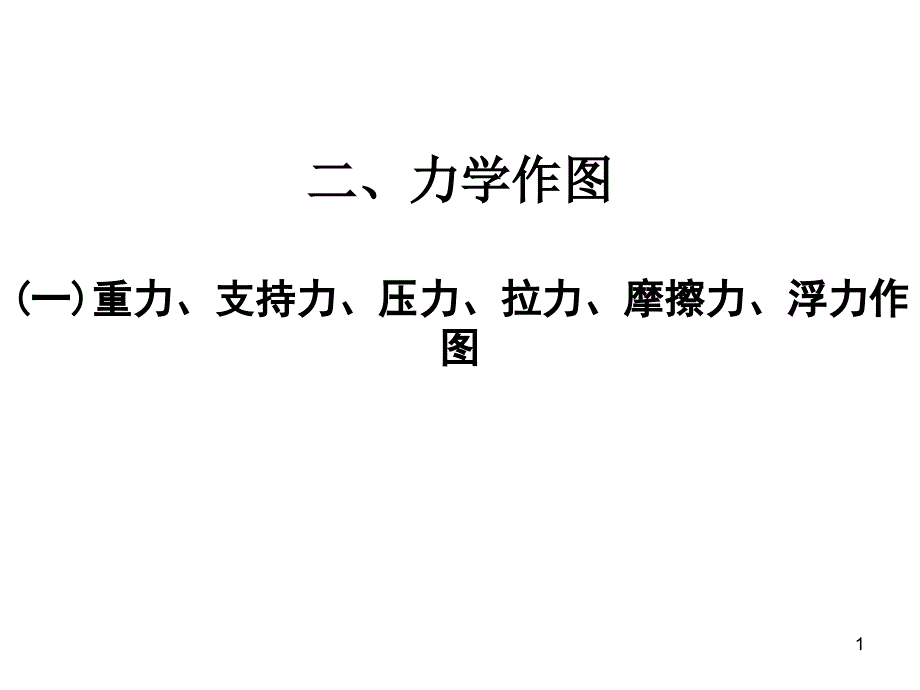 专题一-力学作图(一)重力、支持力、压力、拉力、摩擦力、浮力作图—2021届九年级中考物理一轮复习课件_第1页