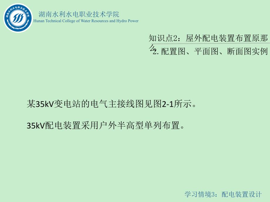 水电站电气一次部分设计情境3任务2知识点4配置图平面图断面图实例_第1页