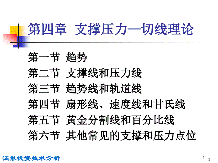 证券投资技术分析课件 第四章 支撑压力—切线理论_第1页