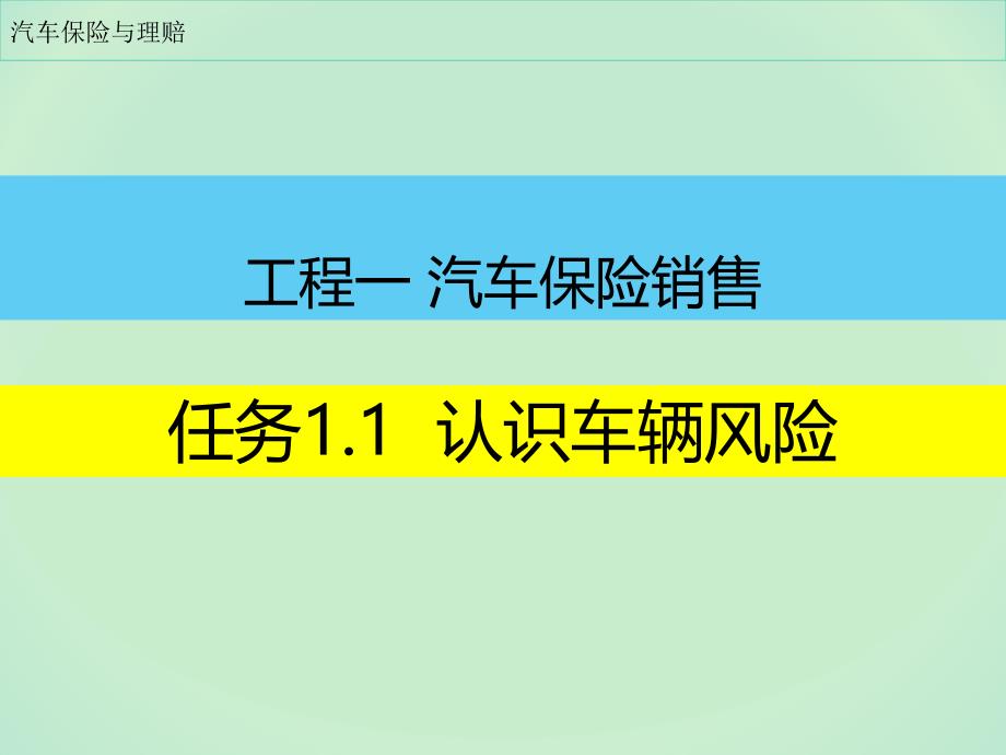 汽车保险与理赔1-1认识车辆风险_第1页