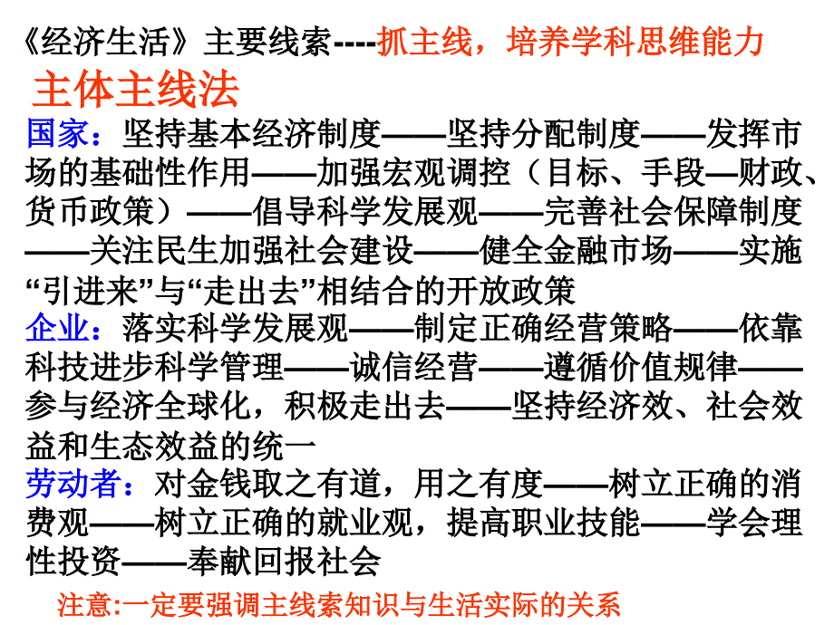 经济生活主观题复习主体线索_第1页