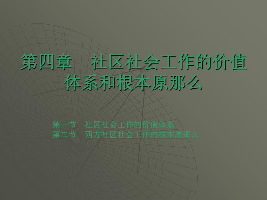 社区工作第四章社区社会工作的价值体系和基本原则_第1页