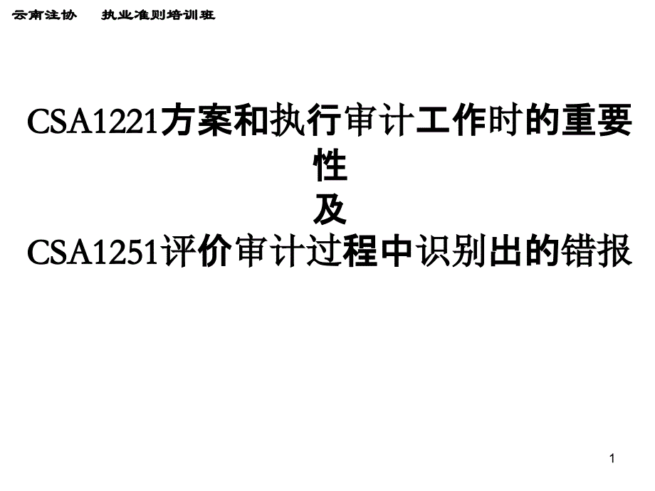 CSA1221计划和执行审计工作时的重要性、CSA1251评价审_第1页