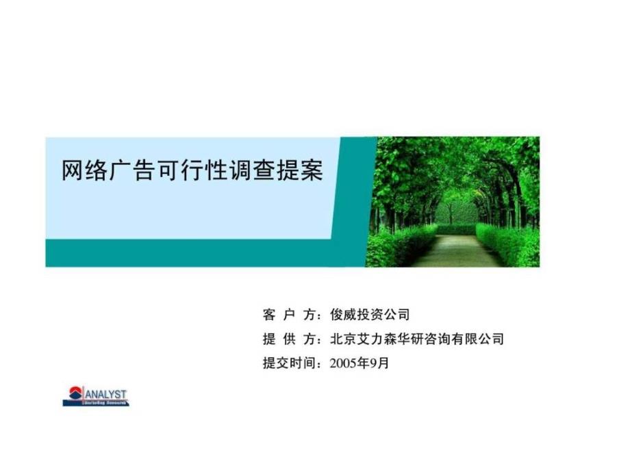 艾力森华研俊威投资公司网络广告可行性调查提案_第1页