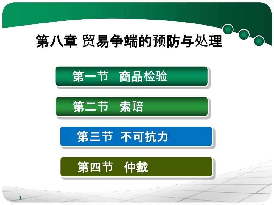 ch8贸易争端的预防与处理商检索赔不可抗力仲裁_第1页