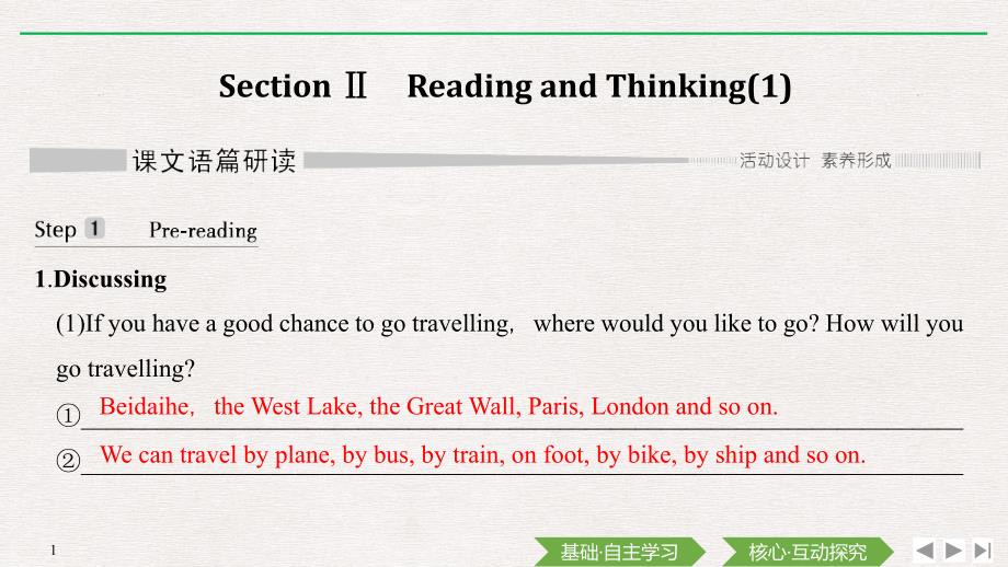 人教版新教材高中英语必修一导学-Unit-2-TRAVELLING-AROUND-Section-Ⅱ-Reading-and-Thinking课件_第1页