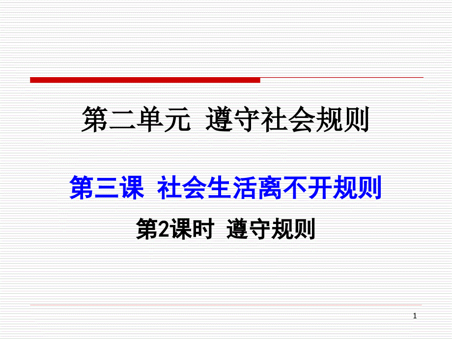 部编版八年级上册道德与法治：遵守规则课件_第1页