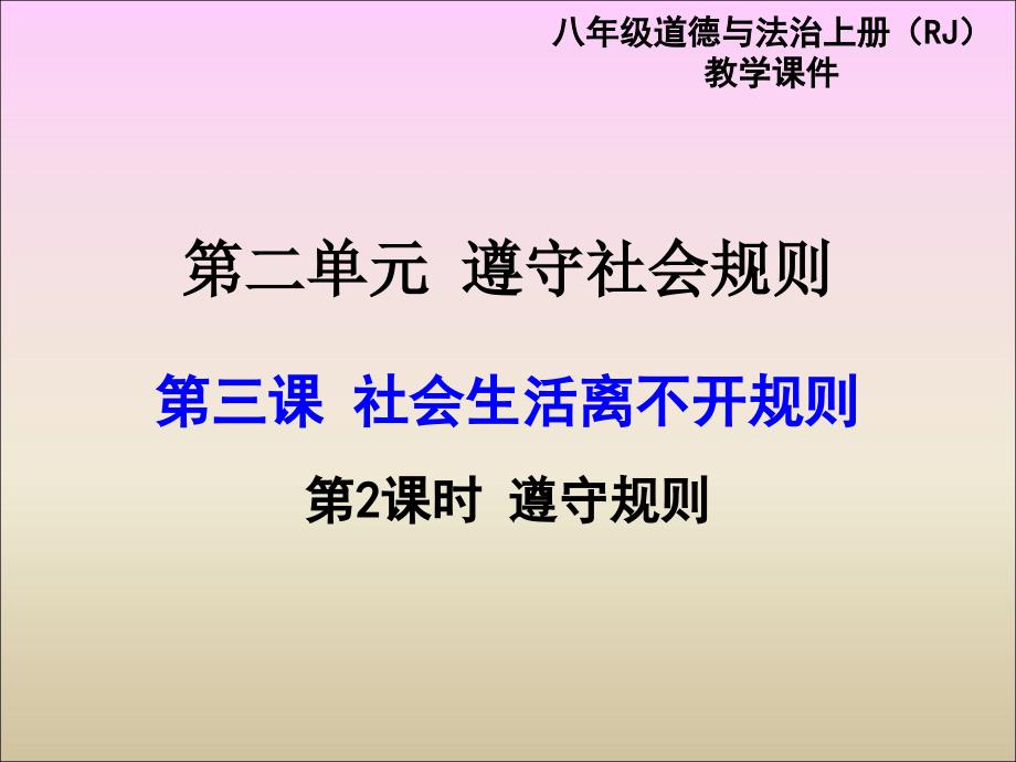 部编版八年级上册道德与法治：遵守规则ppt课件_第1页