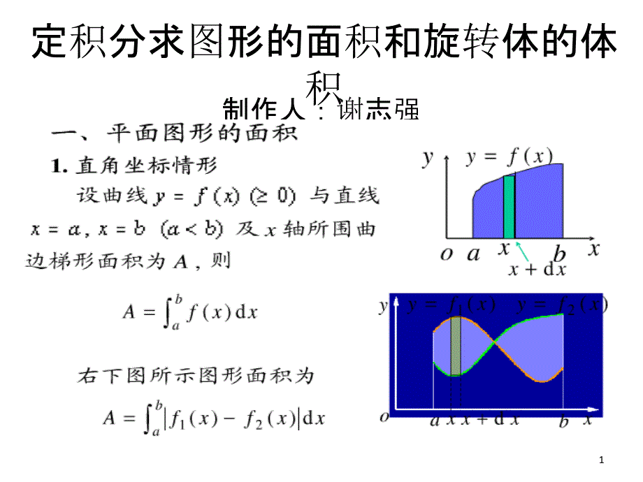 定积分求图形的面积和旋转体的课件_第1页