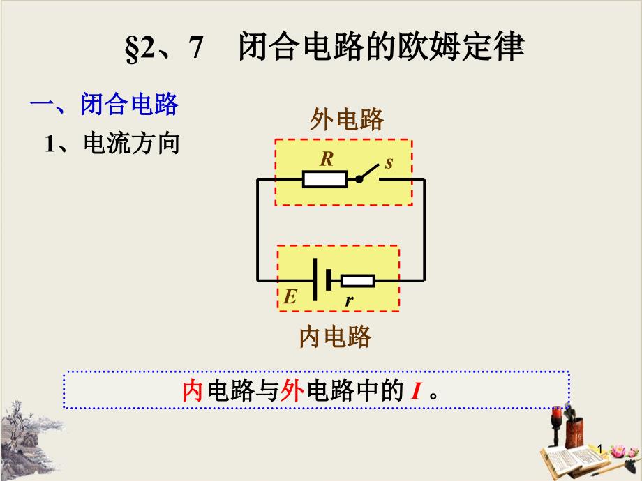 人教版高中物理选修31-闭合电路欧姆定律课件_第1页