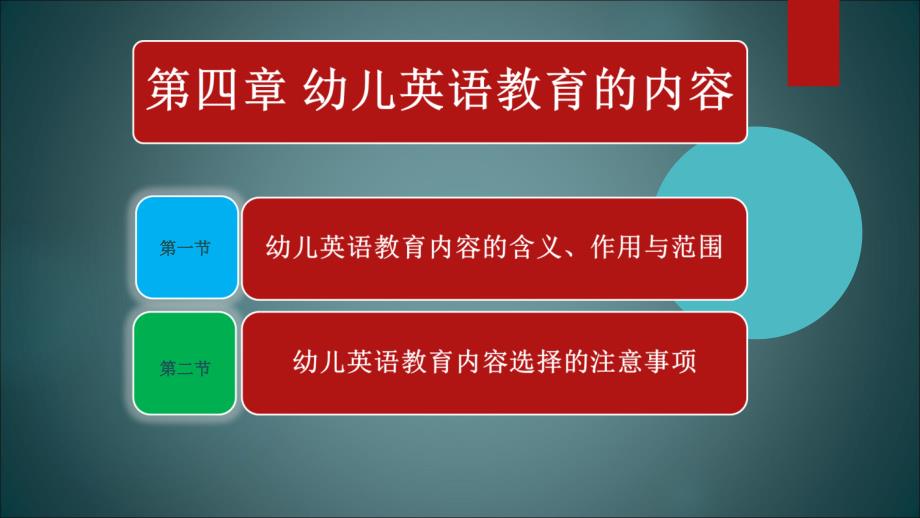 幼儿英语教育与活动指导第四章幼儿英语教育的内容_第1页