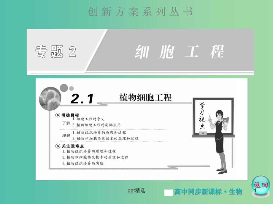 高中生物-专题2--2.1植物细胞工程ppt课件-苏教版选修3_第1页