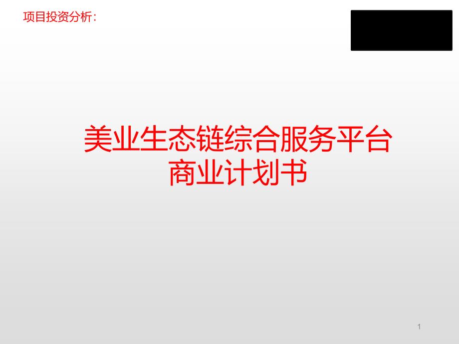 项目投资分析：美业生态链综合服务平台商业计划书课件_第1页