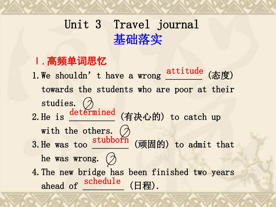 高三英语高考一轮复习知识点梳理-Unit-3ppt课件-新人教版必修1_第1页