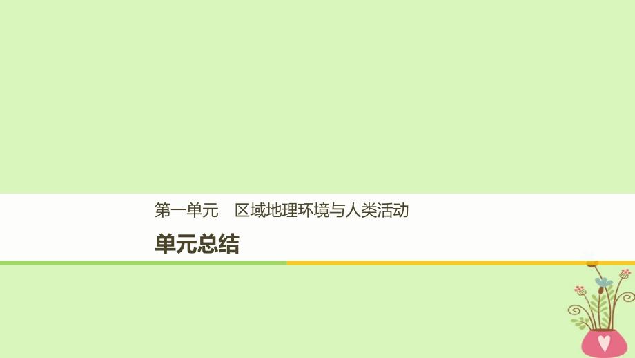 江苏专用高中地理第一单元区域地理环境与人类活动单元总结ppt课件鲁教版必修_第1页