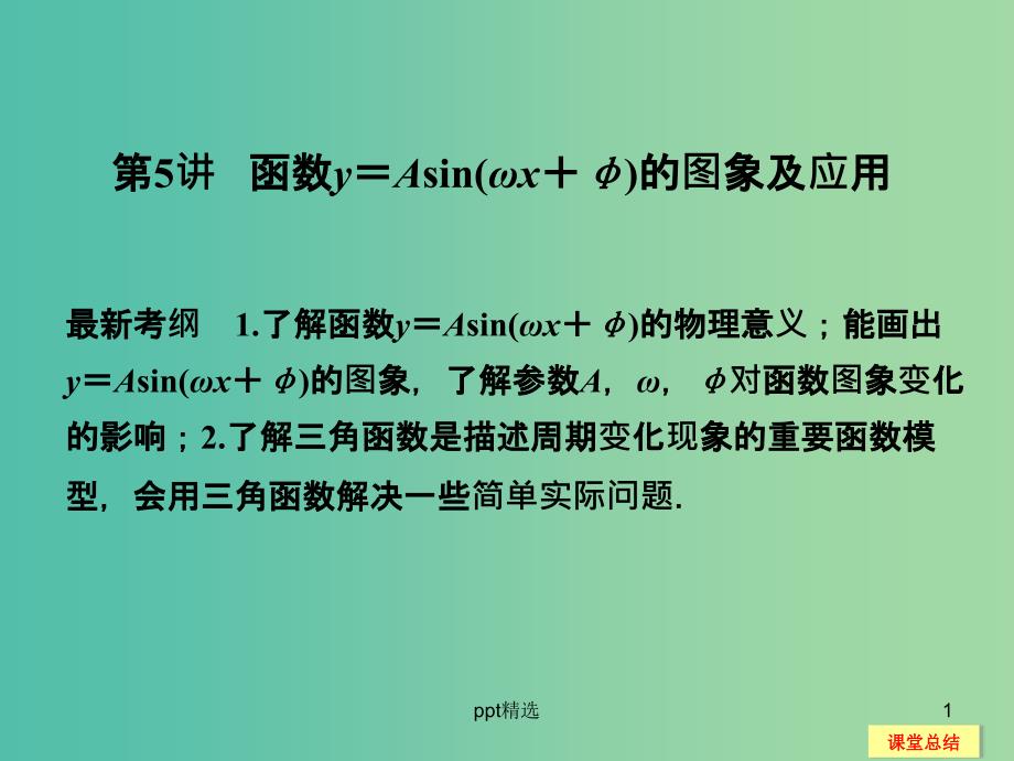 高考数学一轮复习-4-5-函数y=Asin(ωx+φ)的图象及应用ppt课件-新人教A版_第1页