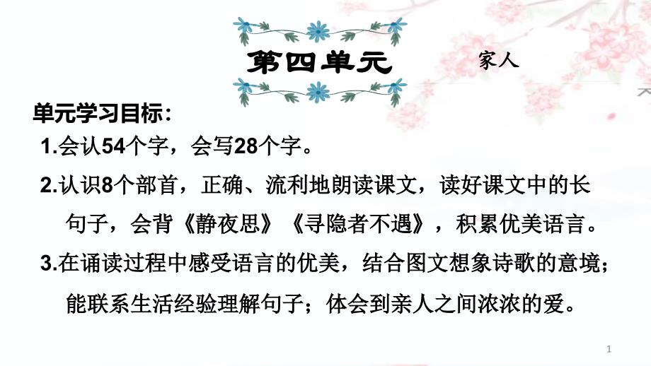 部编一年级下册语文总复习综合复习--第4单元复习课件_第1页