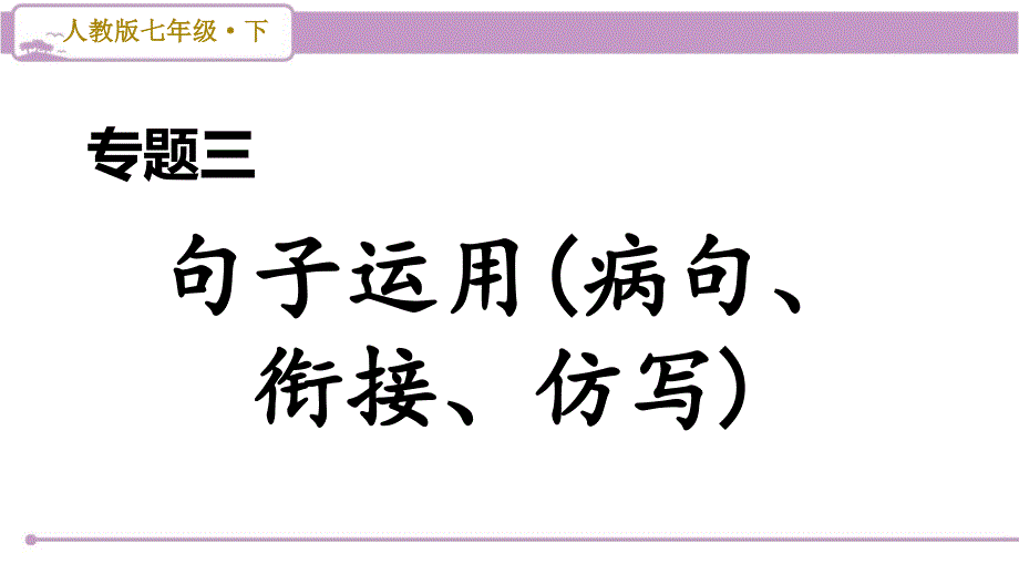 部编版初中语文七年级下册期末复习-专题三-句子运用(病句、衔接、仿写)课件_第1页