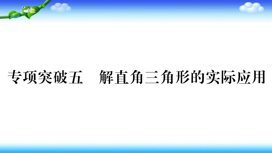 湖南省2020年中考数学--专项突破5-解直角三角形的实际应用题课件_第1页