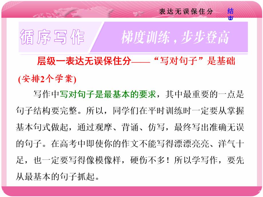 层级一表达无误保住分——“写对句子”是基础(安排2个学案)课件_第1页