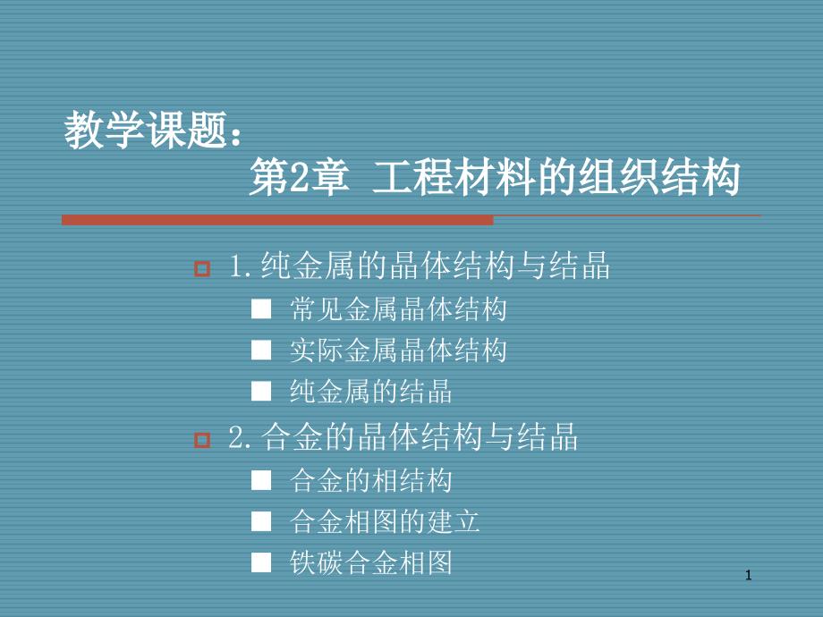 教学课题第2章工程材料的组织结构课件_第1页