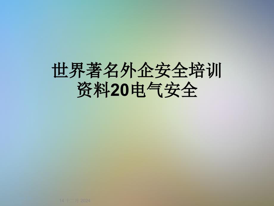 世界著名外企安全培訓(xùn)資料20電氣安全課件_第1頁